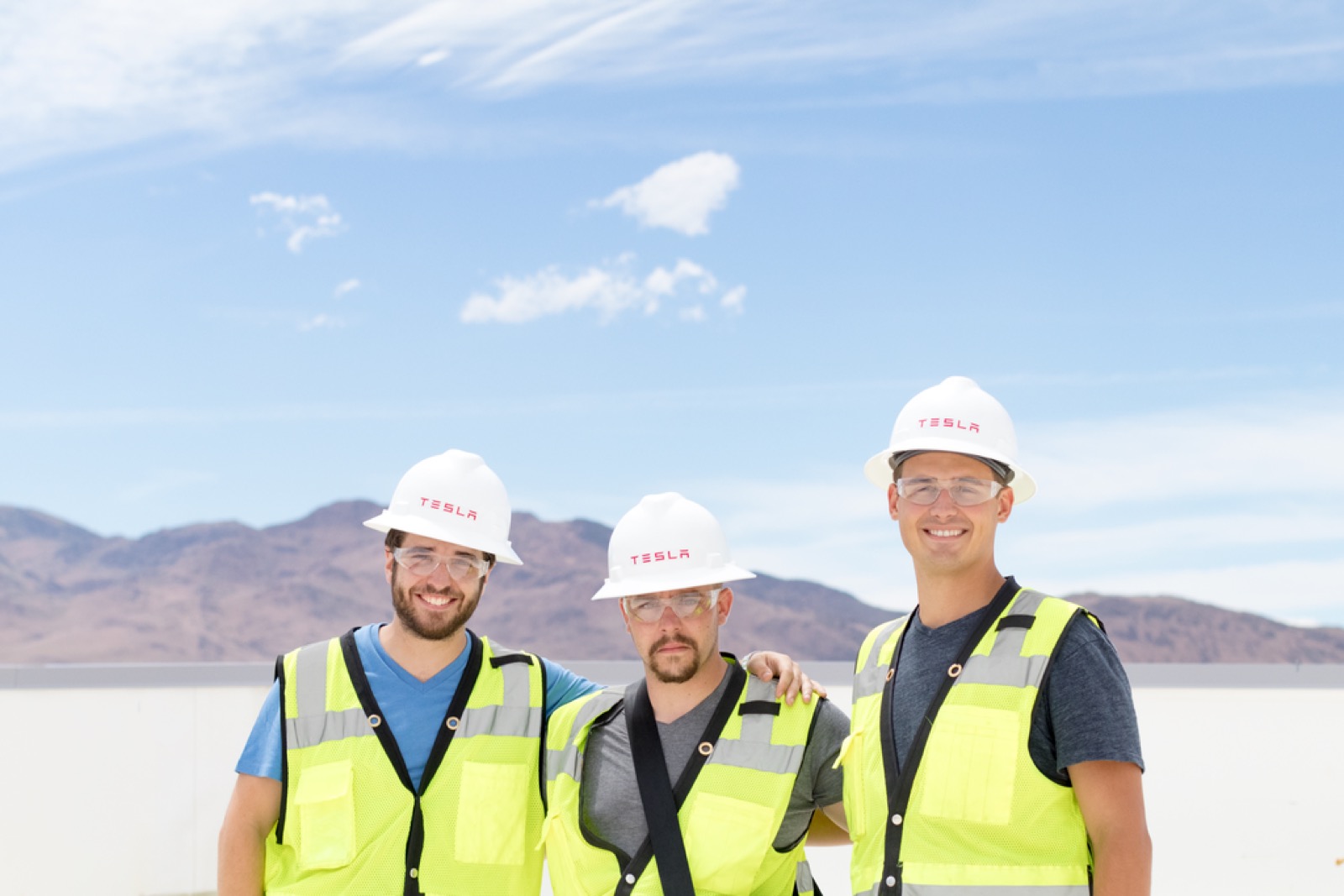 Travis and colleagues atop Gigafactory 1 during the early construction days.
